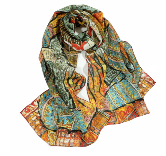 Title 7, Silk Oil Painting Scarf Female Silk