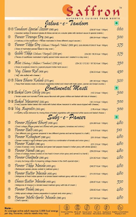 Saffron Restaurant menu 2