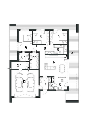 Otwarty D42 wariant - Rzut parteru - wariant z garderobą o powierzchni 8,03 m2