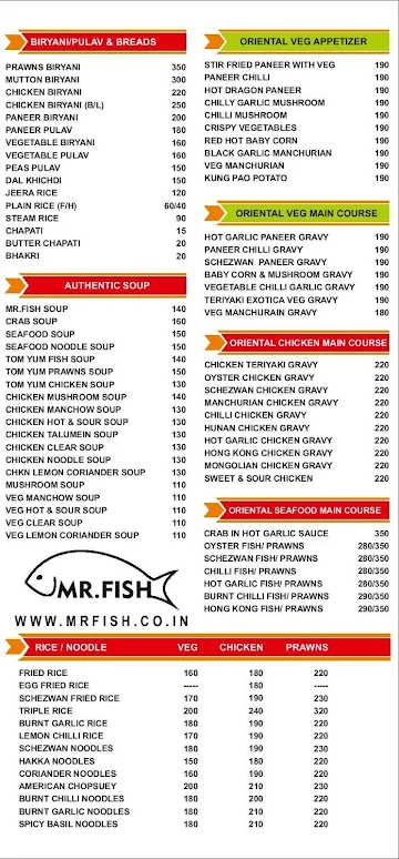 Mr. Fish Seafood Restaurant menu 