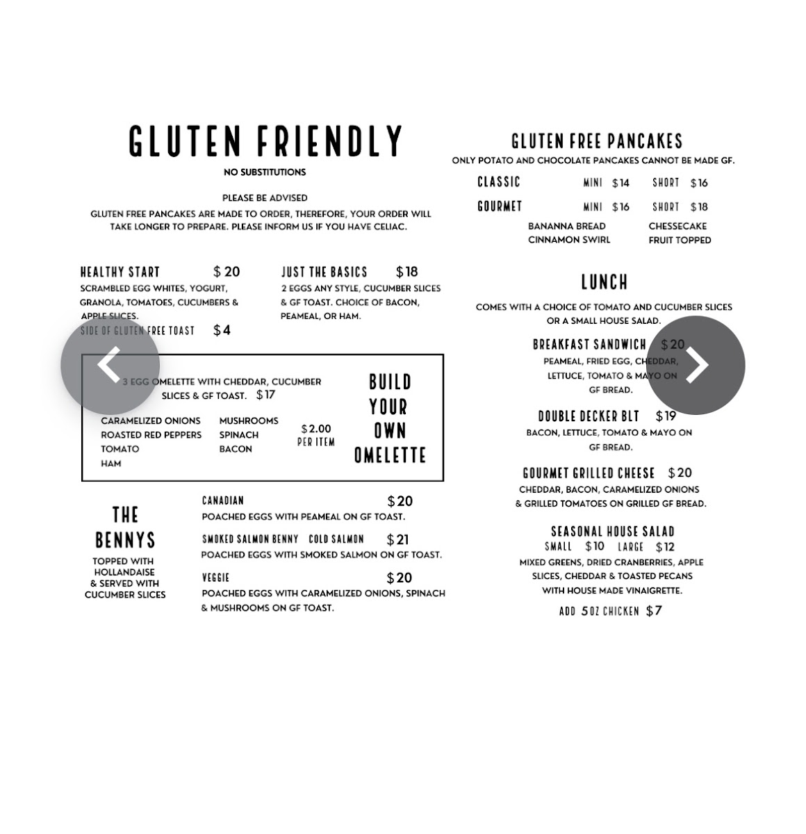 Gluten-free Menu