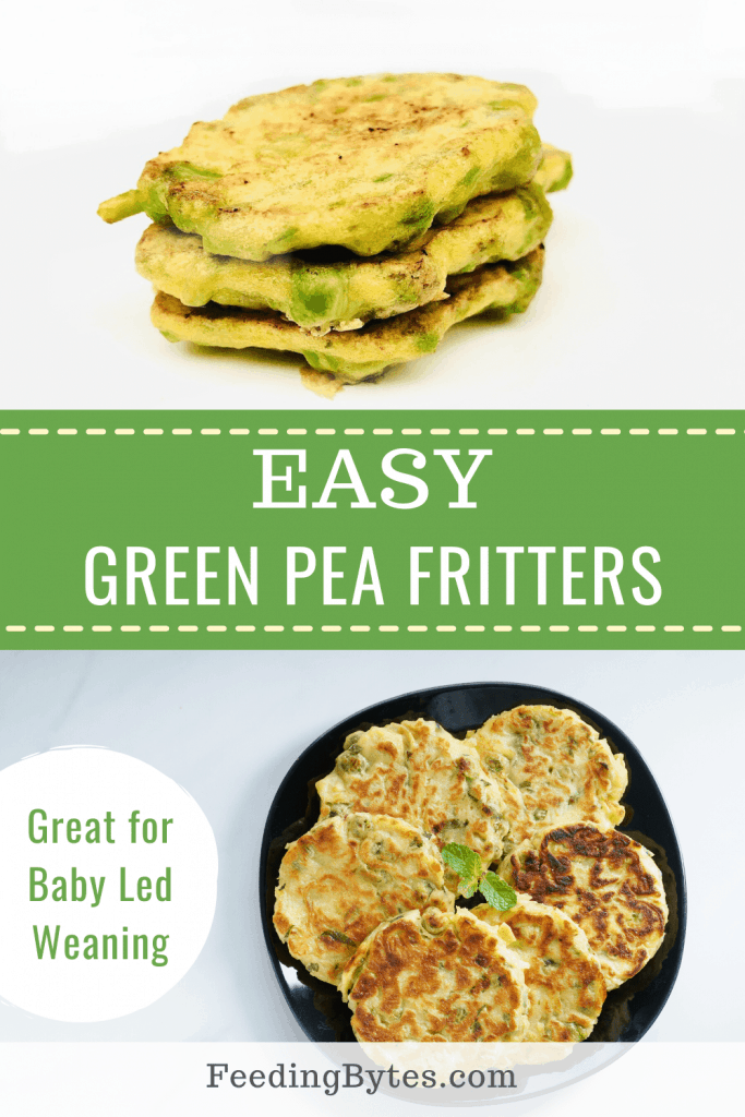 Easy green pea fritters baby finger food recipe for baby led weaning