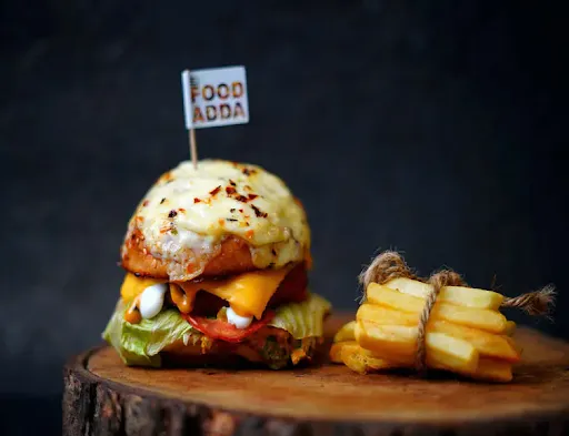 The Melting Cheese Burger With Fries