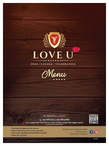 Love U Lounge & Restaurant menu 