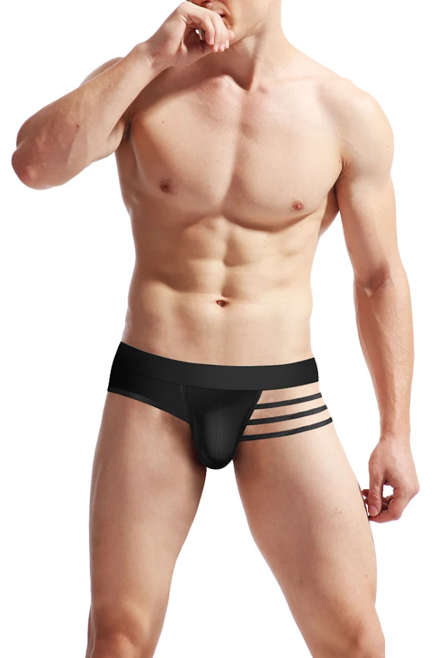 Heren T-back slips van doorschijnend ijszijde met lage taille, ademend en comfortabel voor een sexy en licht gevoel.