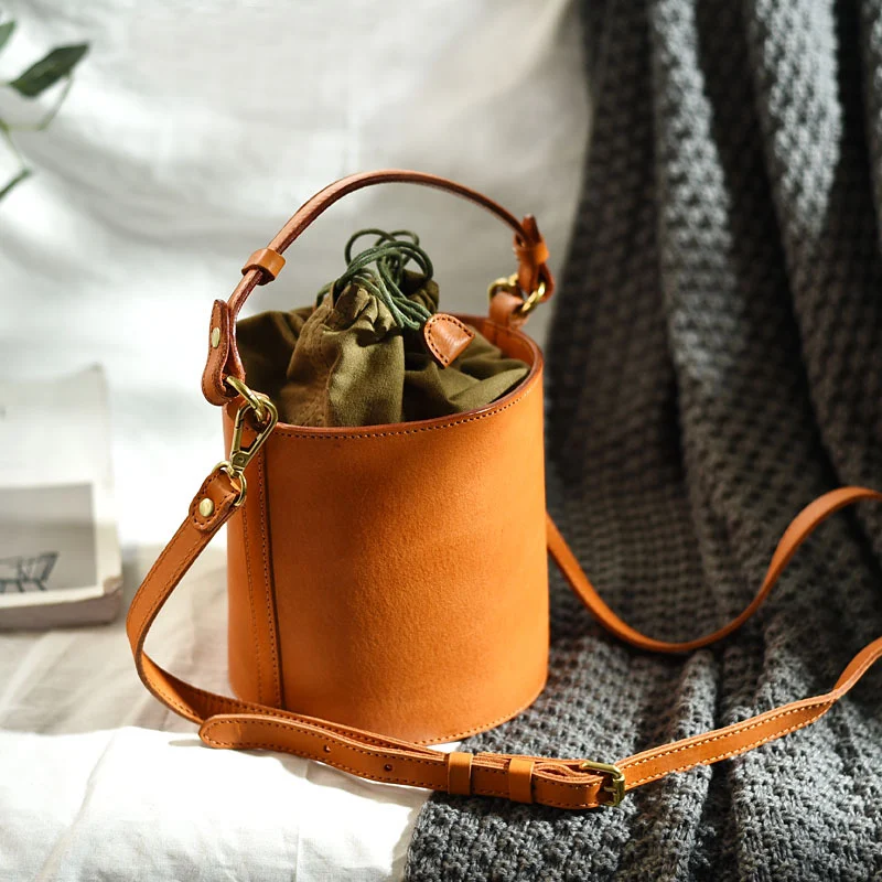 Dames handgemaakte vintage bucket bag, casual mode, ruim en stijlvol, perfect voor dagelijks gebruik en past bij elke outfit.