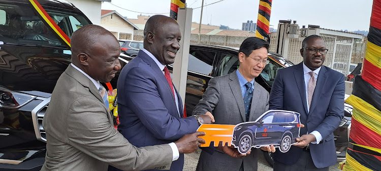 State Minister for works Musa Echweru Receives 70 luxury maxus D90 vehicles from the Chinese Government for the Non-Aligned Movement summit.