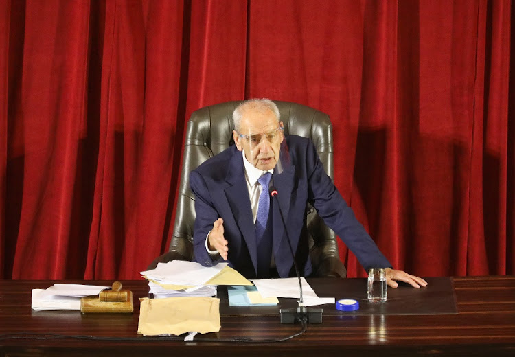 Lebanese Parliament Speaker Nabih Berri heads a legislative session at UNESCO Palace in Beirut, Lebanon June 30, 2021.