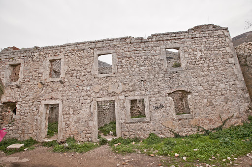 Ruins, part of the  Castle of San Giovanni (or the Castle of St. John) at the summit of the Ladder of Kotor.