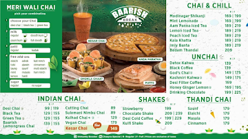 Chaayos Chai+Snacks=Relax menu 