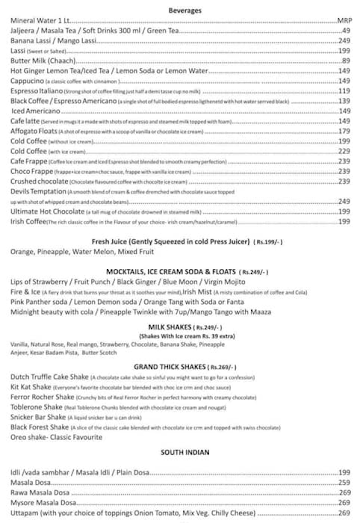 Sunny Hotel Mango Masala Food Restaurant menu 