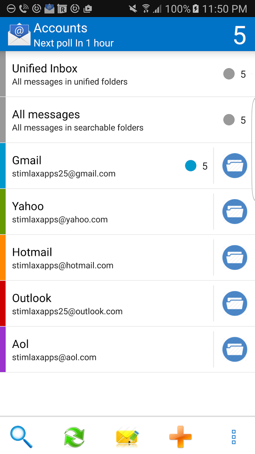 Sync Hotmail ^ Outlook Email Screen 1