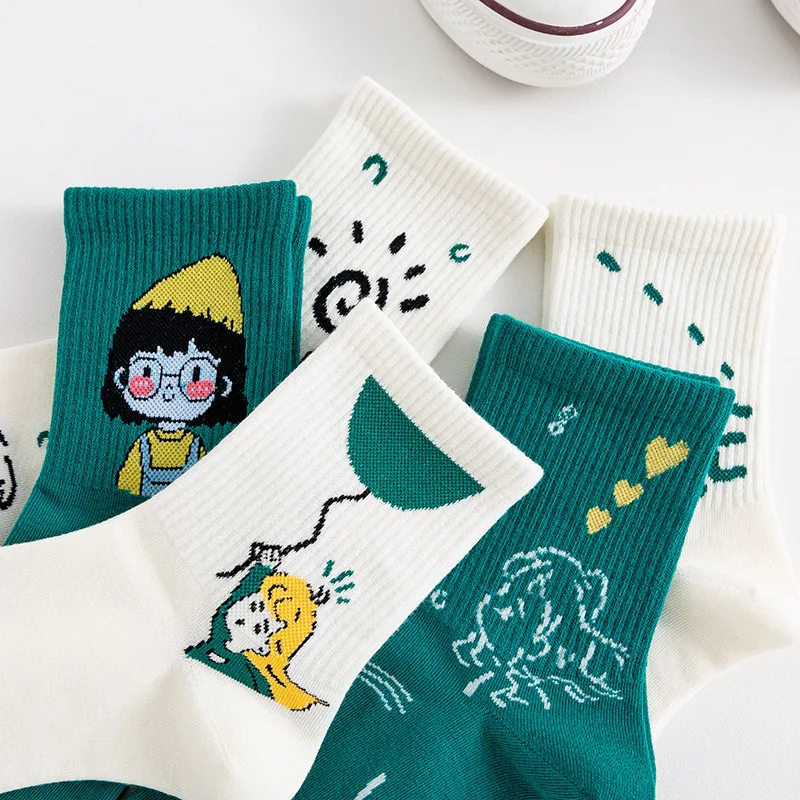 Chaussettes mi-longues en jacquard dessin animé pour femmes