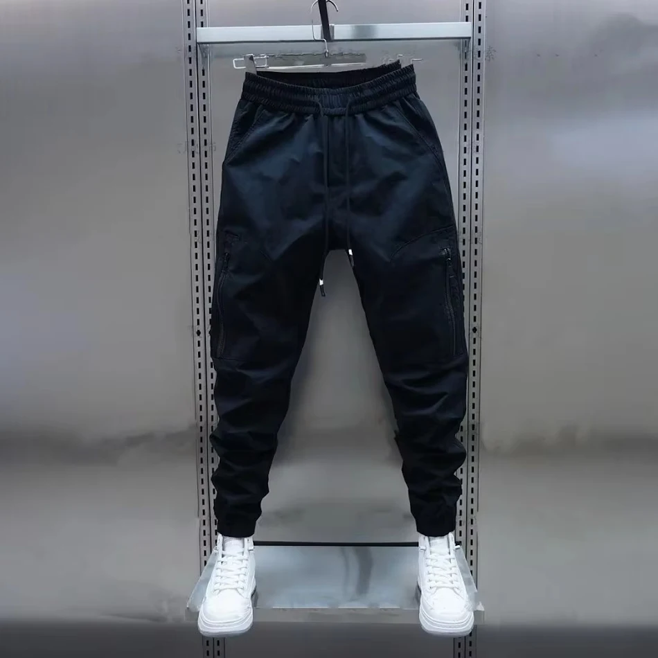 Nouveau Pantalon Homme Décontracté Fin Uni, Cheville Bandée, Polyvalent et Confortable, Idéal pour un Style Casual et Moderne.