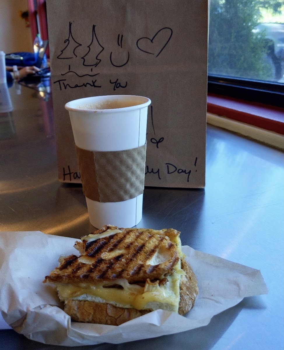 Pictured here is the Humphries Panini and a medium latte.