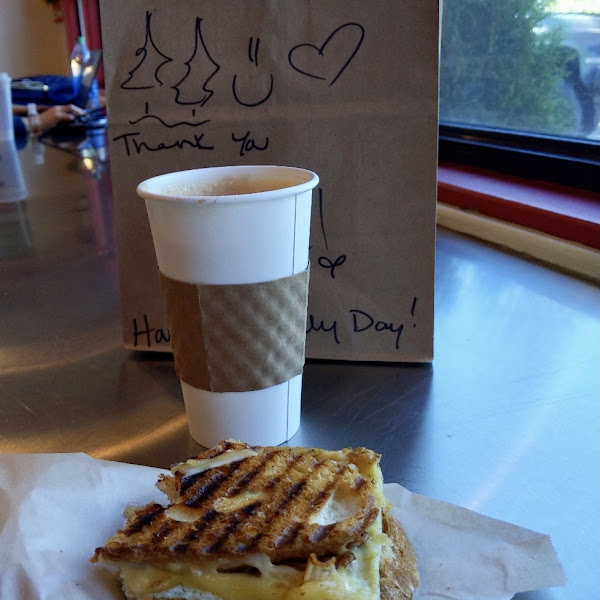 Pictured here is the Humphries Panini and a medium latte.