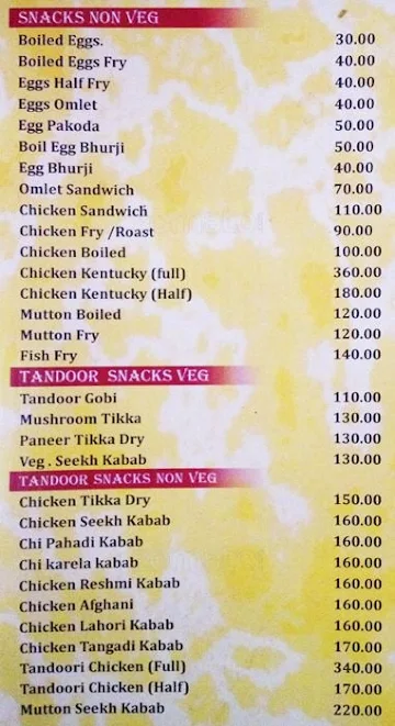 Hotel Yashraj menu 