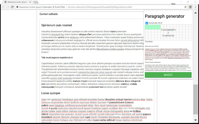 Awesome Lorem Ipsum Generator & Form Filler chrome extension