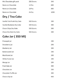 Menu Of Cake Bash Sector 57 Gurgaon August 22