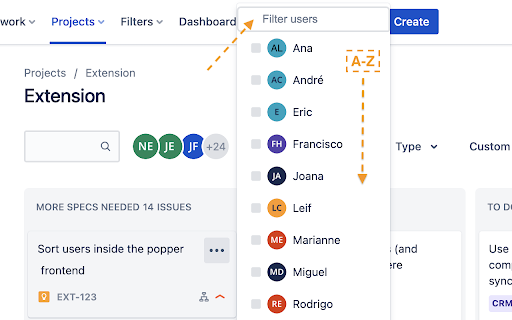 JIRA - Sort and filter assigned users