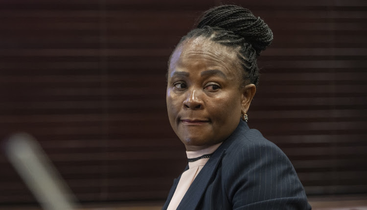 Public Protector, Advocate Busisiwe Mkhwebane during the Section 194 Impeachment Inquiry into her fitness to hold office in Parliament on May 08, 2023 in Cape Town, South Africa.