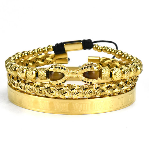 Title 2, Roman Letter Bracelet Set Three Pieces. Express...