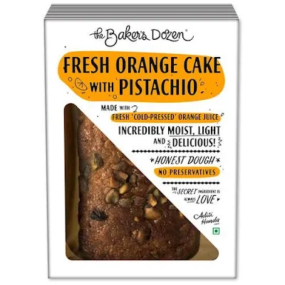 THE BAKERS DOZEN The Baker's Dozen Fresh Orange Cake With Pistachio - 150 gm