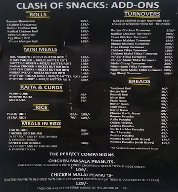 Clash Of Snacks menu 