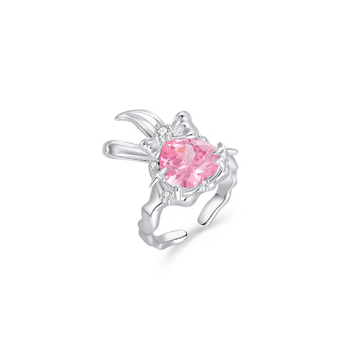 Title 7, Female Minority Zircon Bowknot Rabbit Ring, a c...
