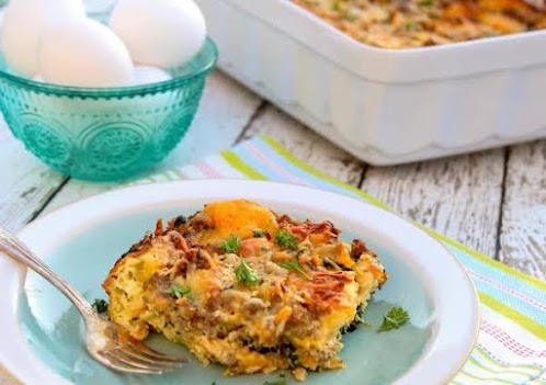 Cheesy Sausage and Spinach Breakfast Strata