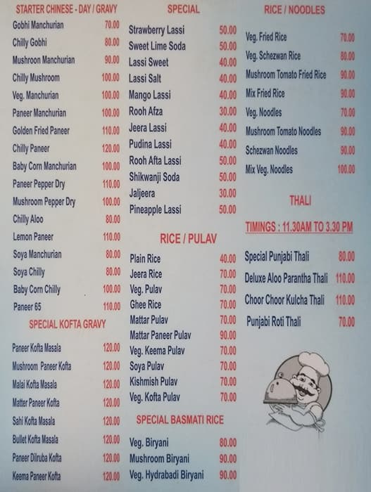 New Punjabi Restaurant menu 