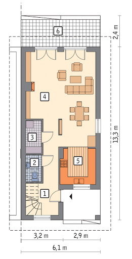 Szczupły - wariant I bliźniak - BCC203a - Rzut parteru