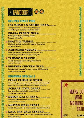 Dhaba - Estd 1986 Delhi menu 