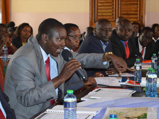 Governor Jackson Mandago during the meeting at the disputed Chebororwa College / MATHEWS NDANYI