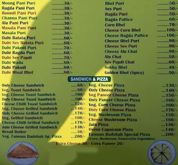 Famous Pav Bhaji menu 