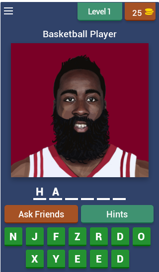Android application Guess top basketball player screenshort