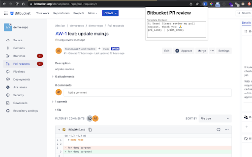 Bitbucket PR review