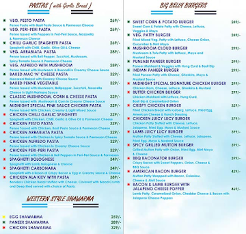 Midnight Cafe menu 