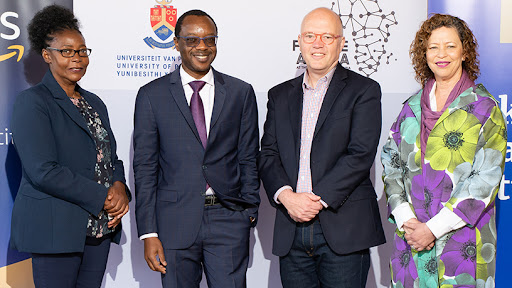 From left: UP professor Margaret Chitiga-Mabugu; professor Tawana Kupe, vice-chancellor and principal of UP; Liam Maxwell, director of government transformation at AWS; professor Loretta Feris, UP vice-principal.