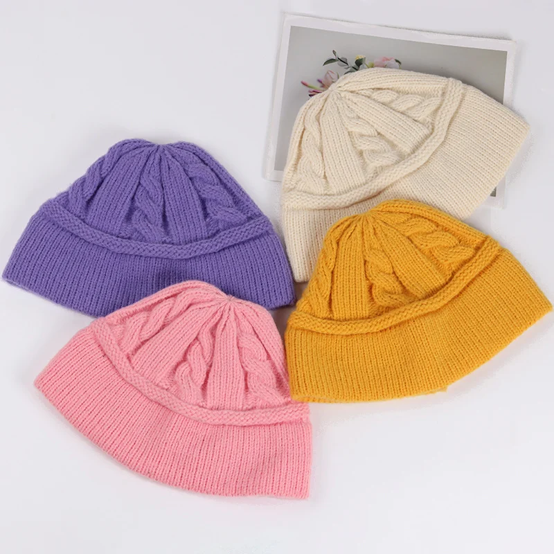 Nouveau Chapeau de pêcheur tricoté japonais Slouchy fille