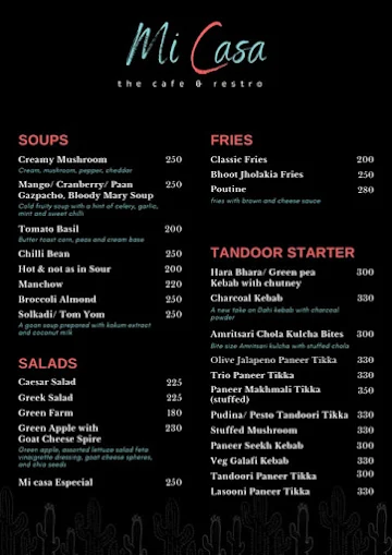 Mi Casa The Cafe & Resto menu 