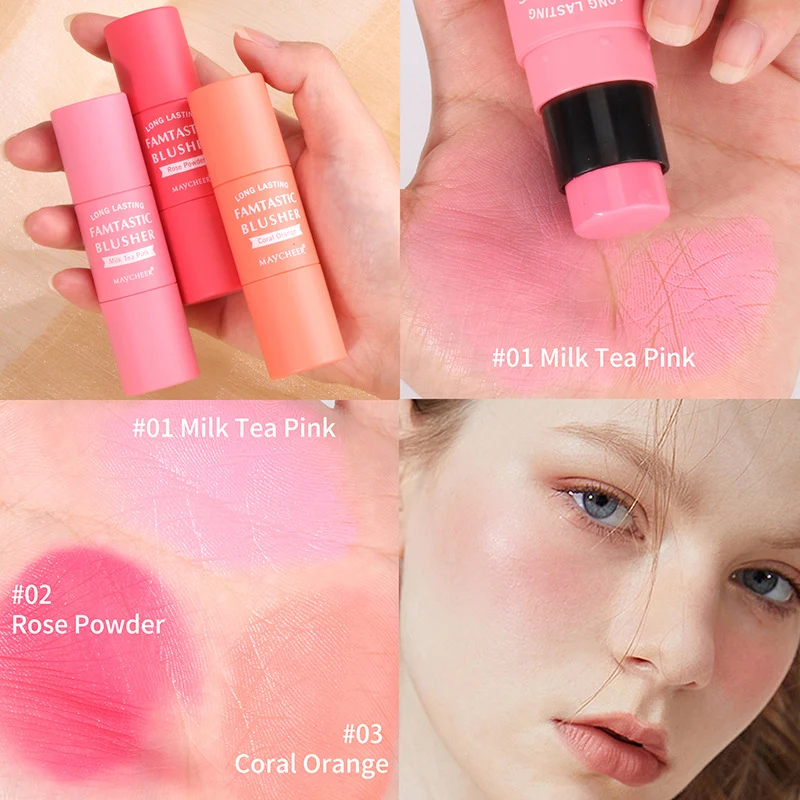 Portable Two-in-One Blush Stick Thin And Glittering Special for a Radiant Glow On The Go. Easy application and perfect f