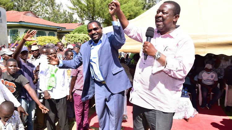 ANC leader Musalia Mudavadi with Matungu MP Peter Nabulindo.