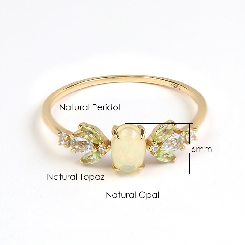 Title 1, Anello con opale naturale placcato argento S925...