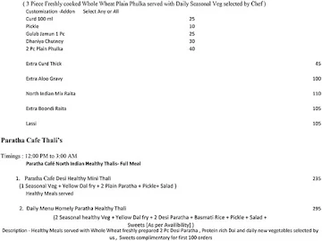 Paratha Cafe menu 