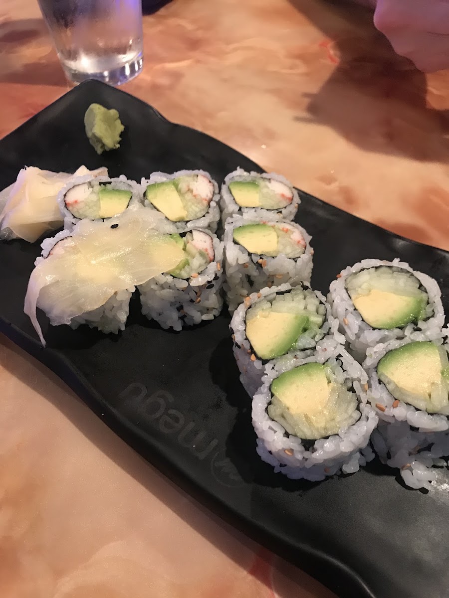 California roll and cucumber avo roll