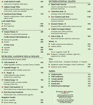 Lush - Renaissance Hotel, Bengaluru menu 