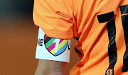 A OneLove captain's band worn the women's friendly match between the Netherlands and Costa Rica at Stadion Galgenwaard  in Utrecht, Netherlands on November 11 2022.