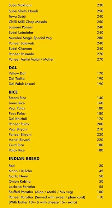 Mumbai Magic menu 