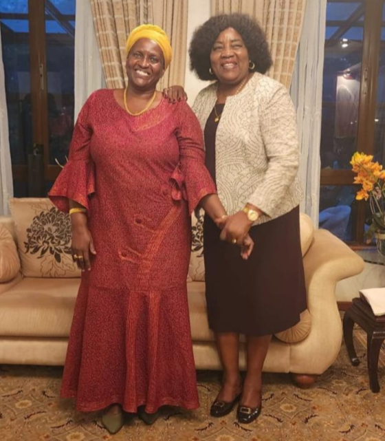 Mama Ida Odinga with former Tanzania First Lady Mama Janet Magufuli at their home on May 8, 2024.
